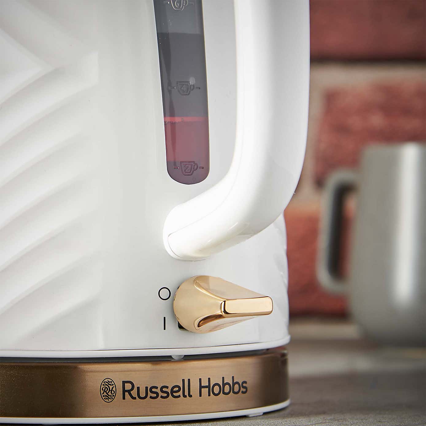 Russell Hobbs Groove White Kettle & 2 Slice Toaster