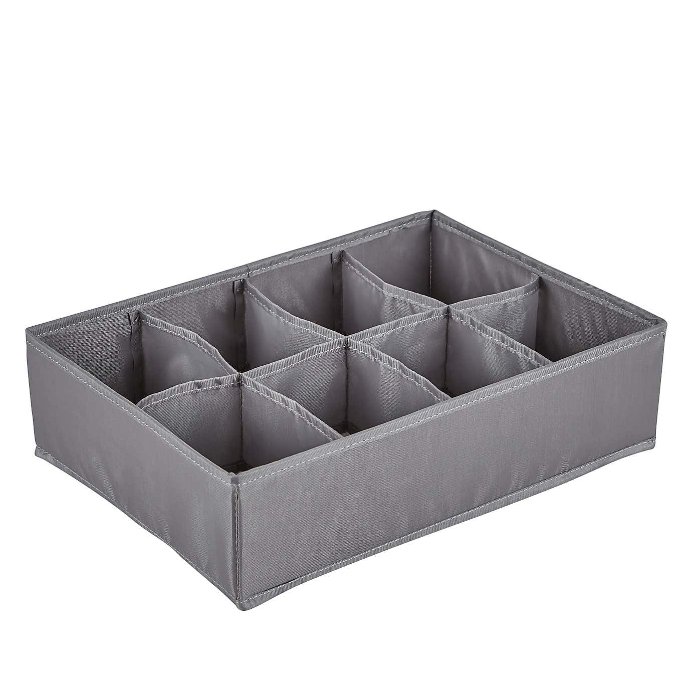 Eight Compartment Drawer Organiser Grey