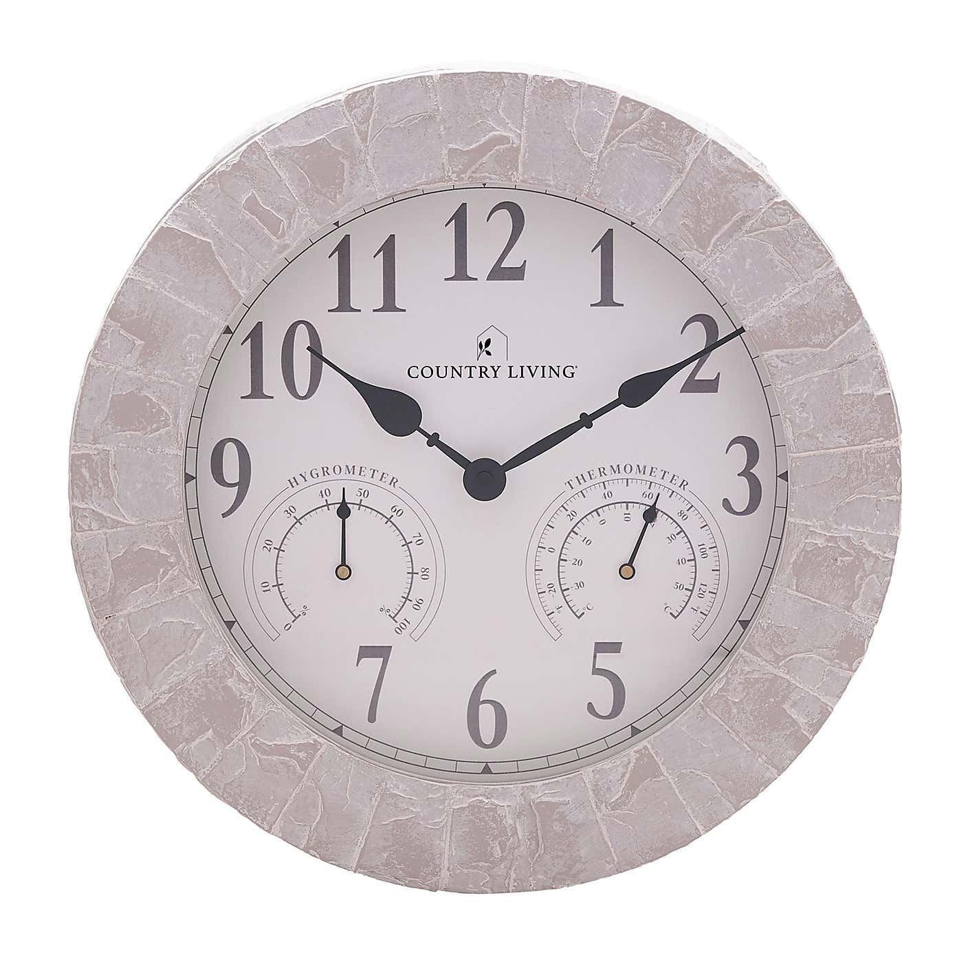 Country Living Stone Effect Indoor Outdoor Wall Clock