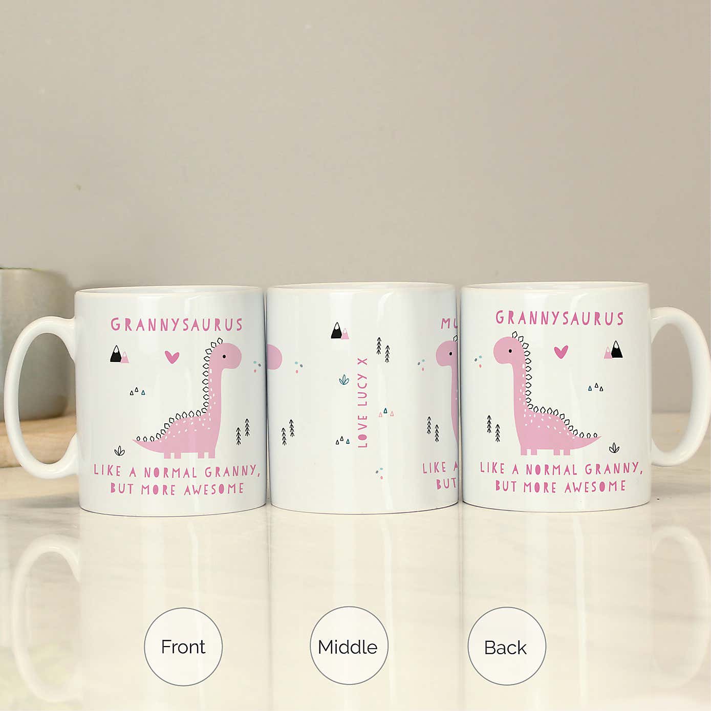 Personalised More Awesome Pink Dinosaur Mug