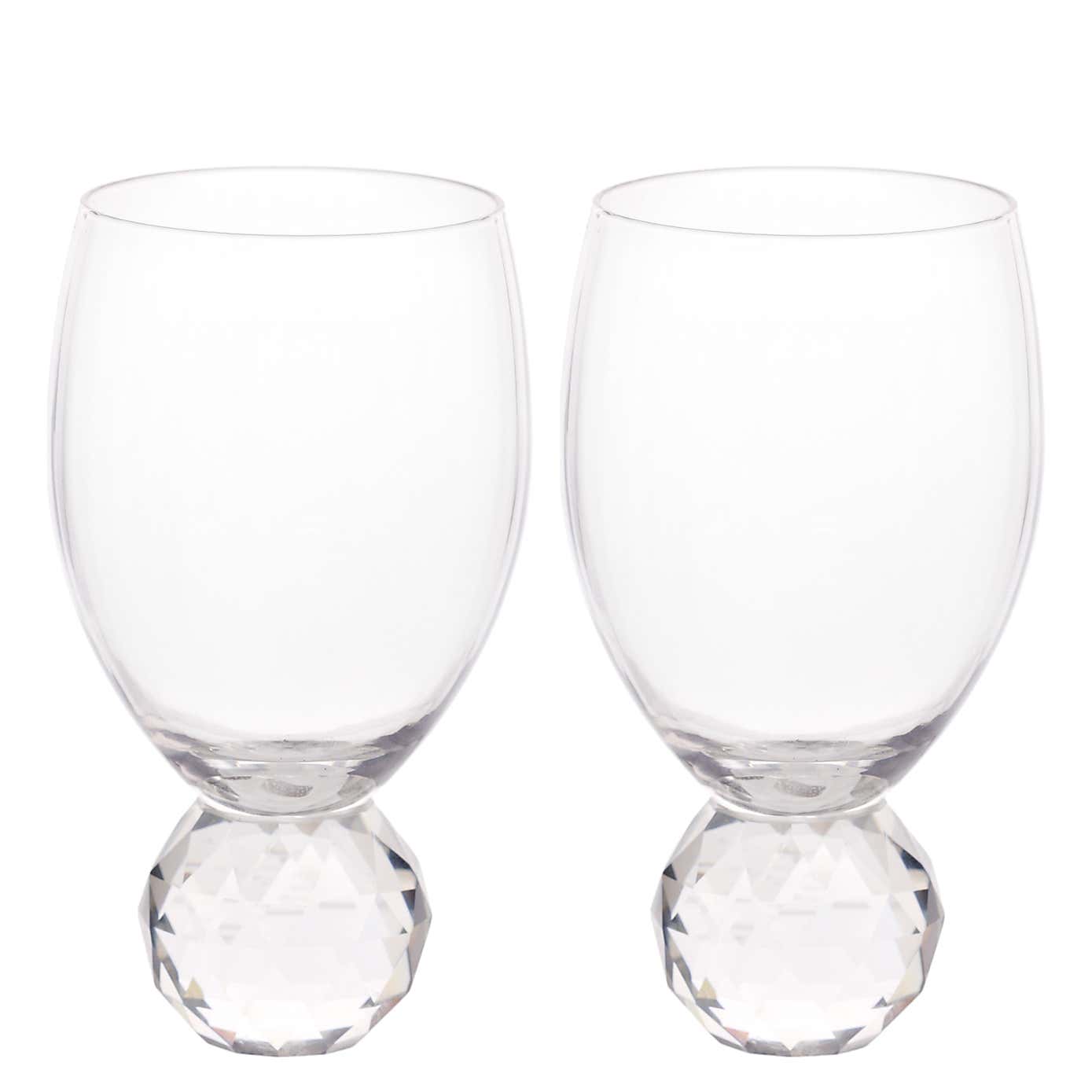 Hestia Set of 2 Wine Glasses with Diamond Ball Base