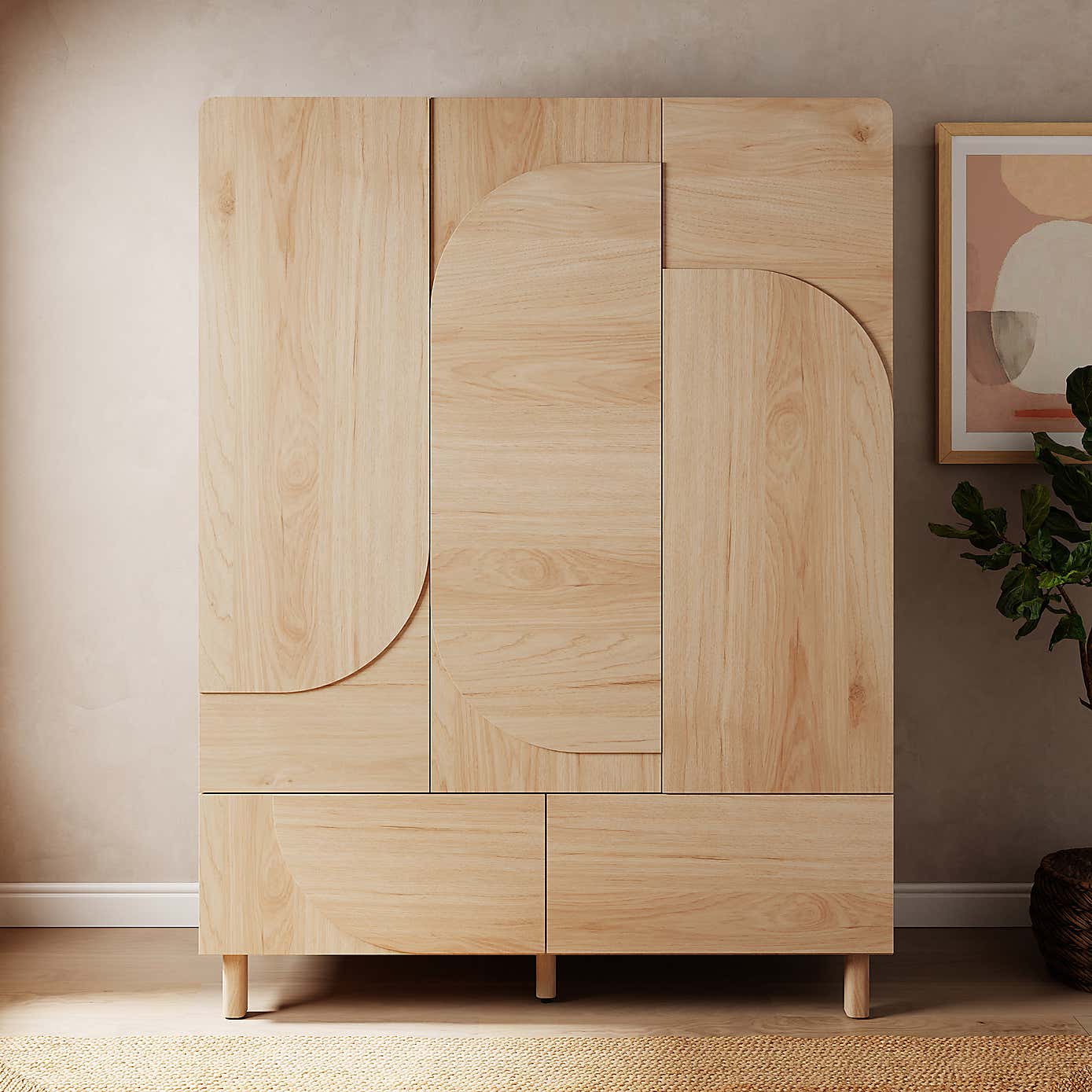 Aldo Triple Wardrobe, Light Oak