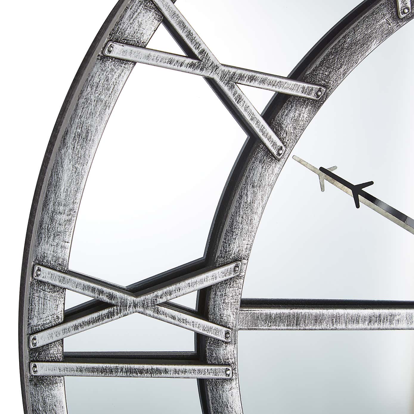 Distressed Mirrored Wall Clock