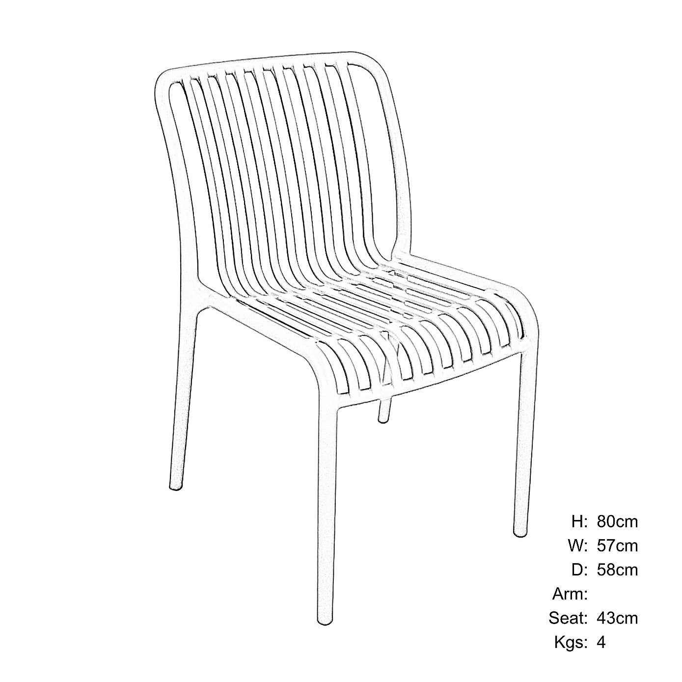 Modura Albin Square Table with 4 Mia Bistro Chairs