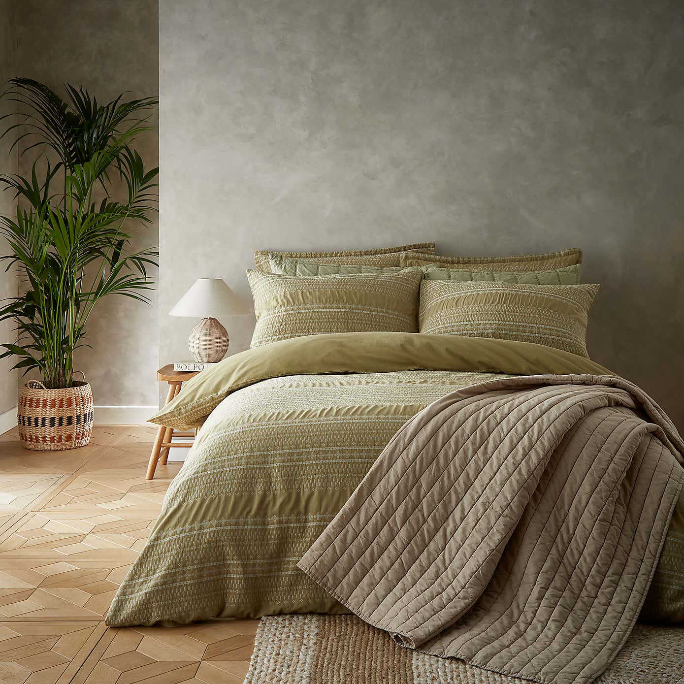 Alara Jaquard Soft Olive Oxford Pillowcase