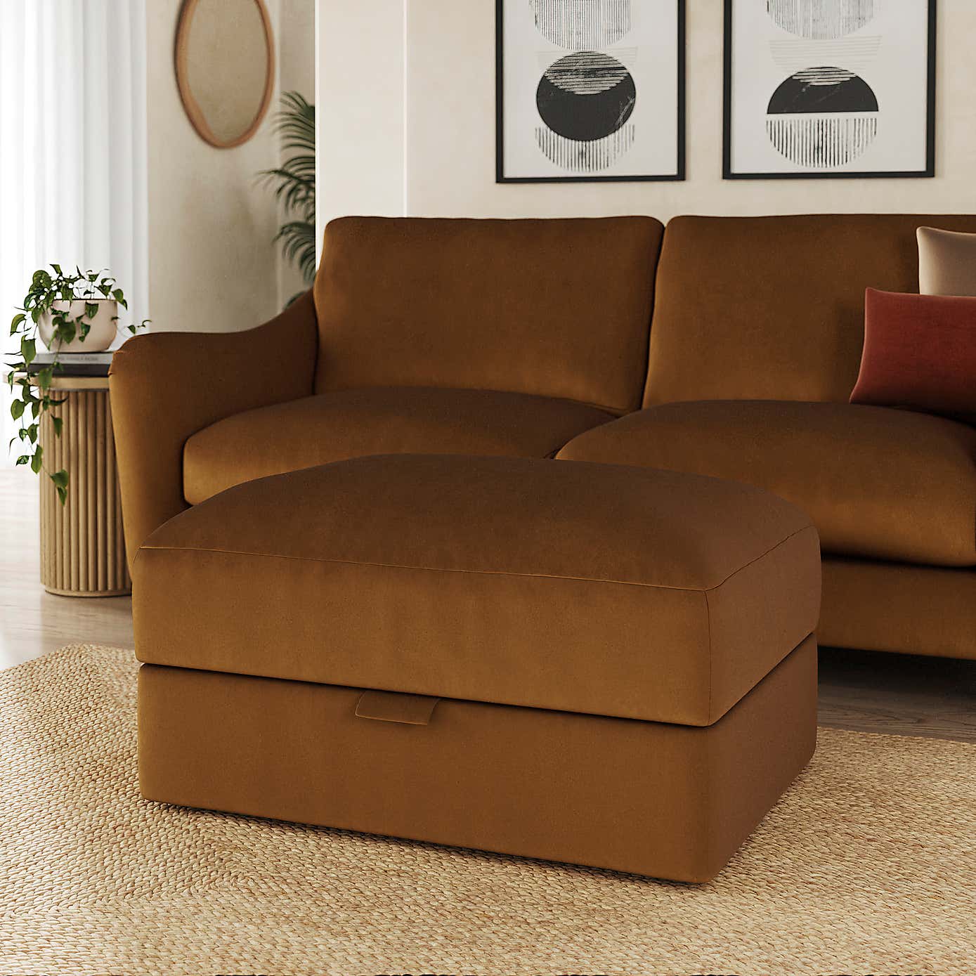 Hattie Matte Plush Velvet Storage Footstool