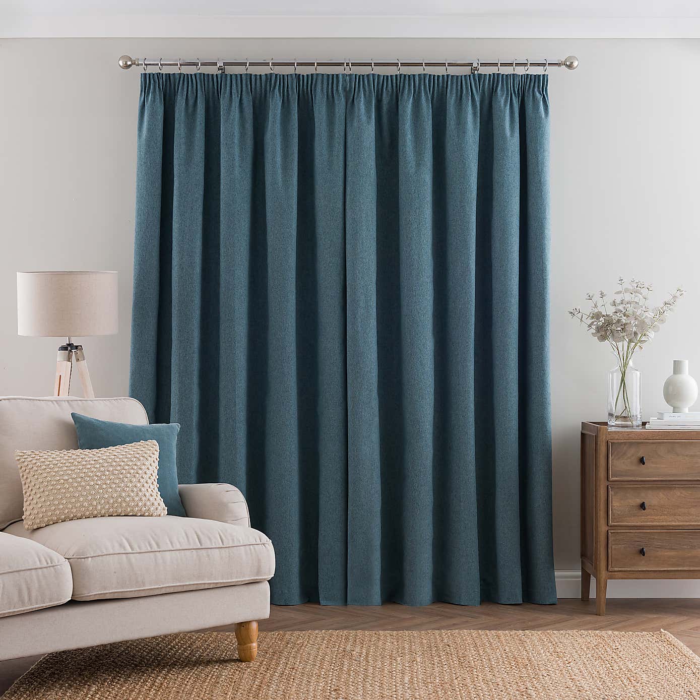 Luna Brushed Blackout Pencil Pleat Curtains