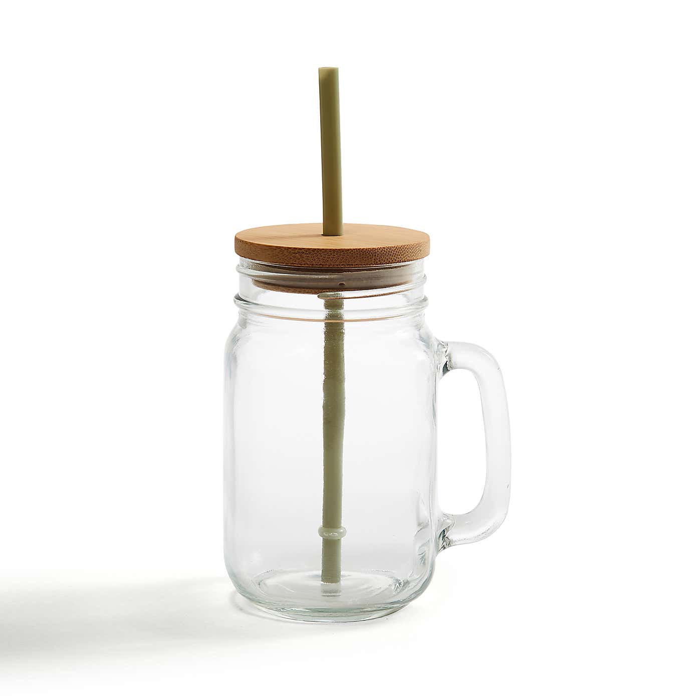 Mason Jar with Straw and Lid