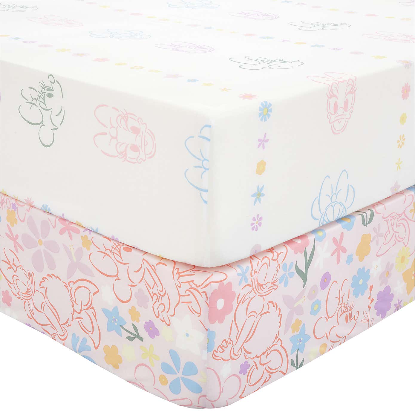 Set of 2 Disney Minnie Mouse & Daisy Duck Cotton Fitted Sheets