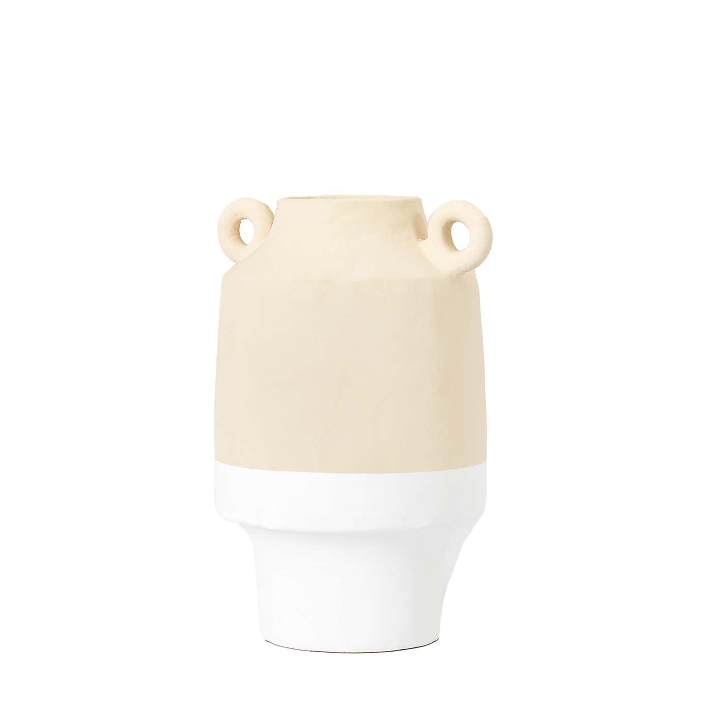 Frampton Glazed White Ceramic Handled Vase