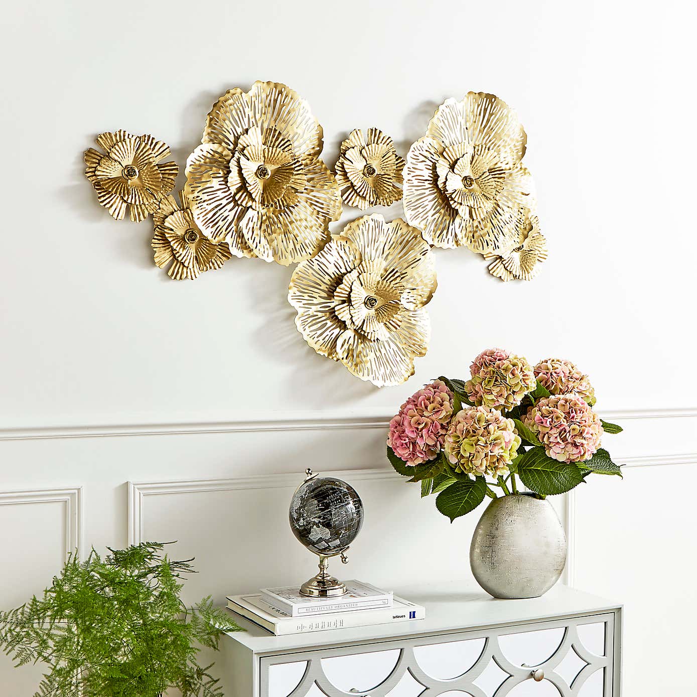 Luxe Floral Gold Indoor Outdoor Metal Wall Art
