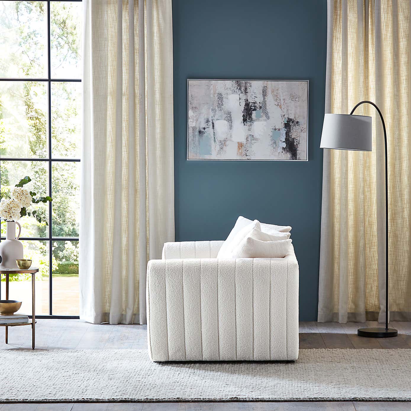 Blake Cosy Sherpa Quilted Arm 2 Seater Sofa Ivory