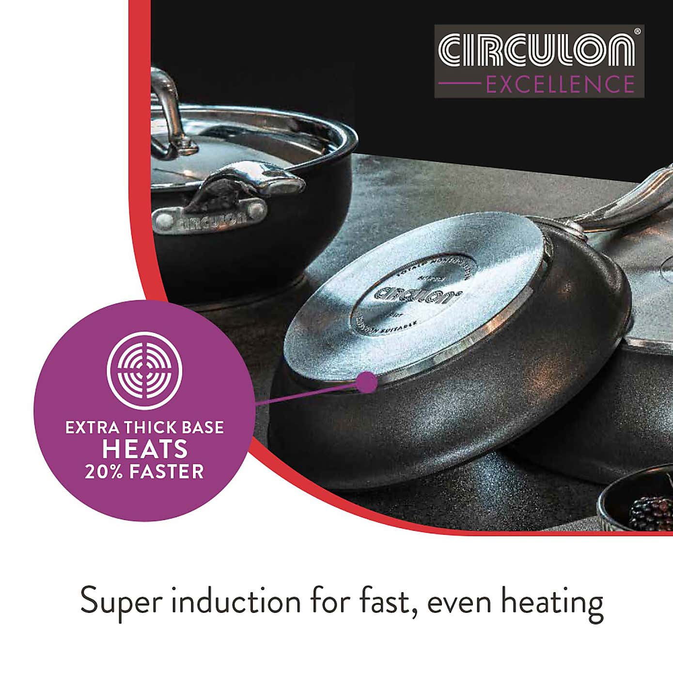 Circulon Excellence Non-Stick Hard Anodised Aluminium Induction 4 Piece Pan Set