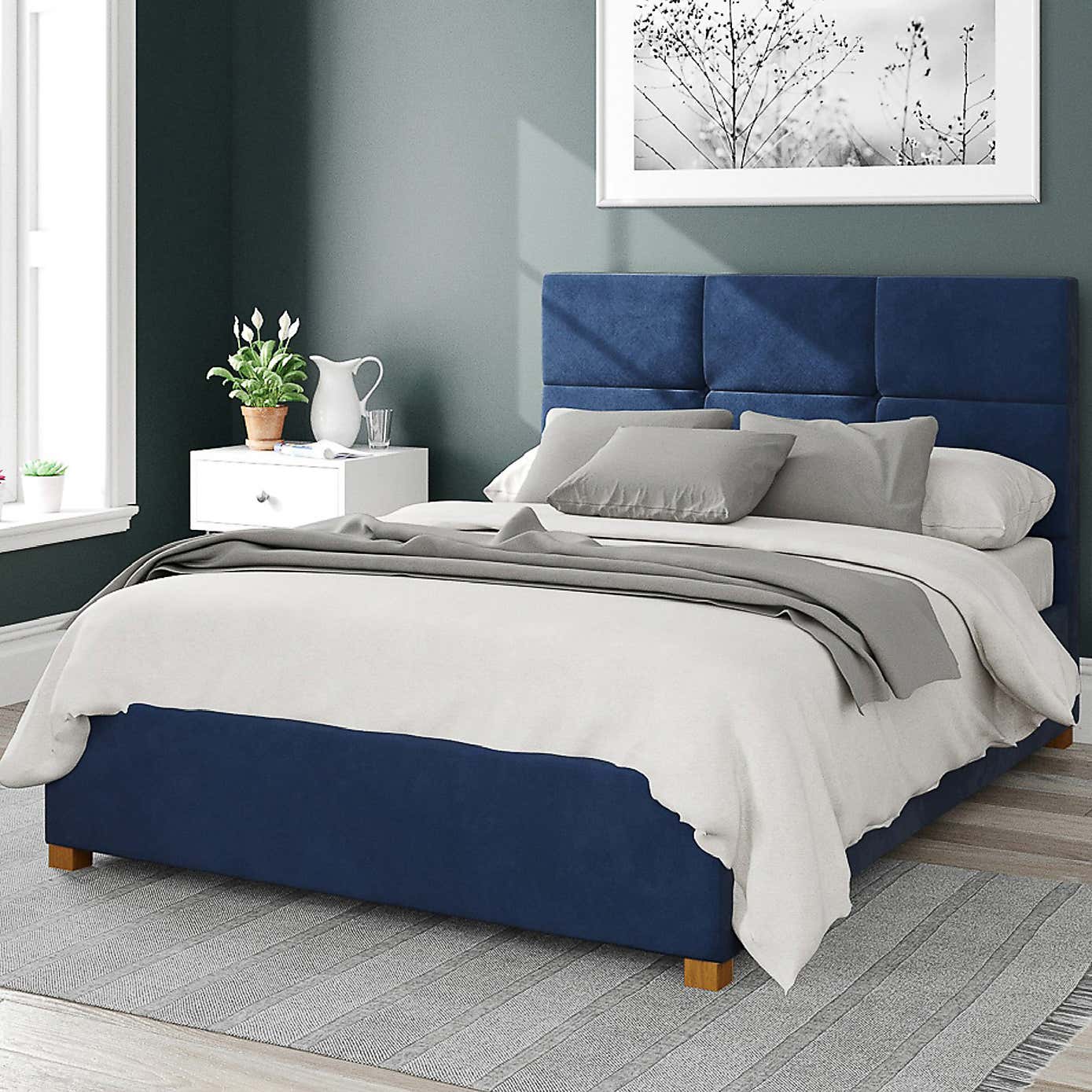 Caine Plush Velvet Ottoman Bed Frame