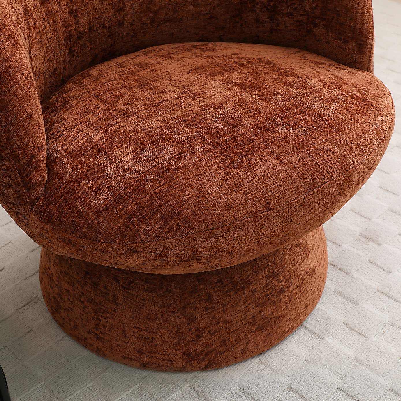 Tulip Chenille Curved Swivel Accent Chair