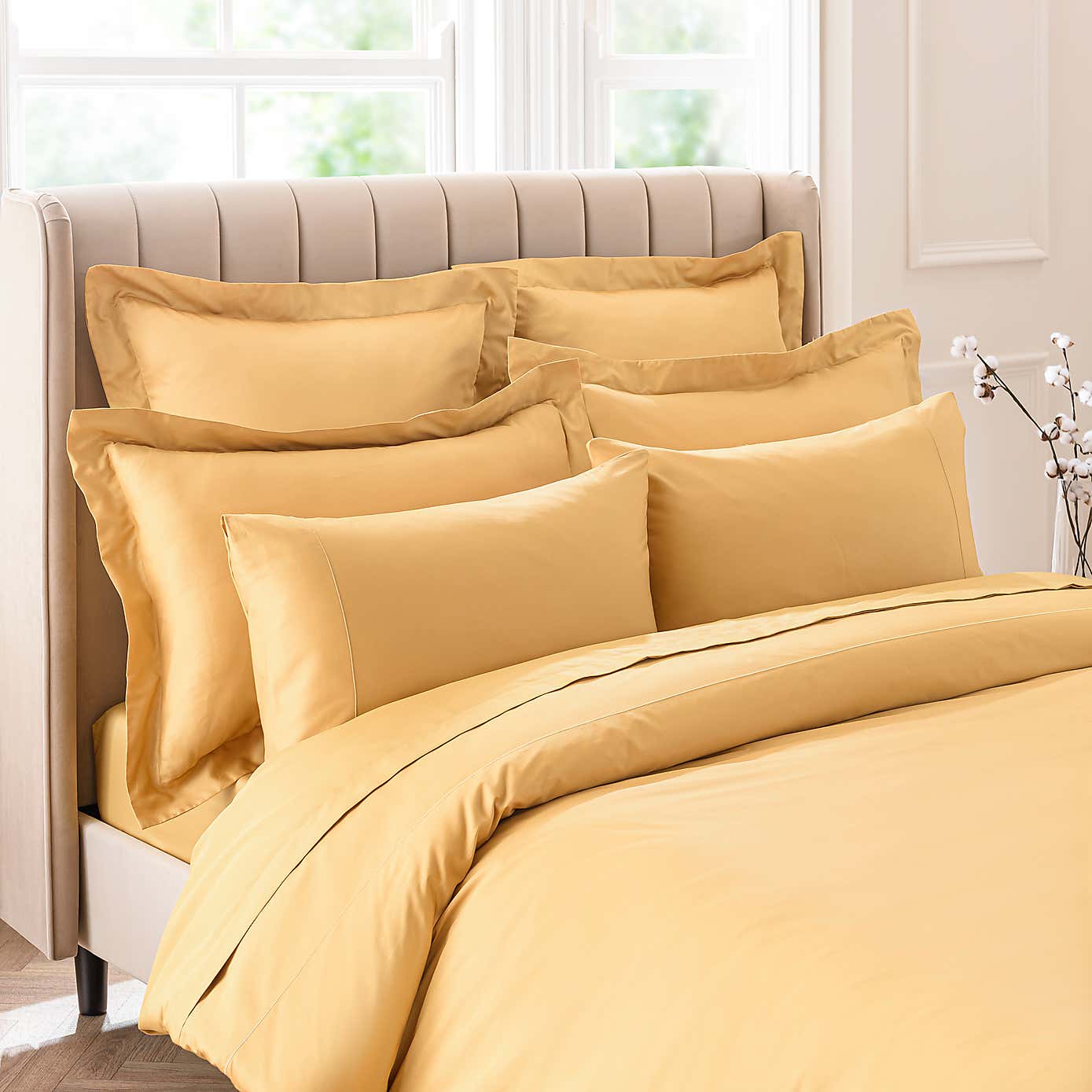 Dorma 300 Thread Count 100% Cotton Sateen Plain V-Shaped Pillowcase