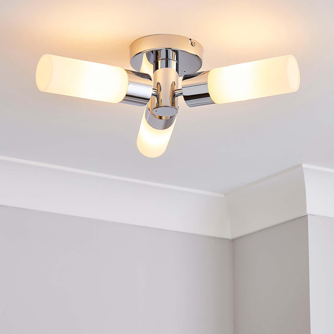 Porto 3 Light Bathroom Flush Fitting Chrome