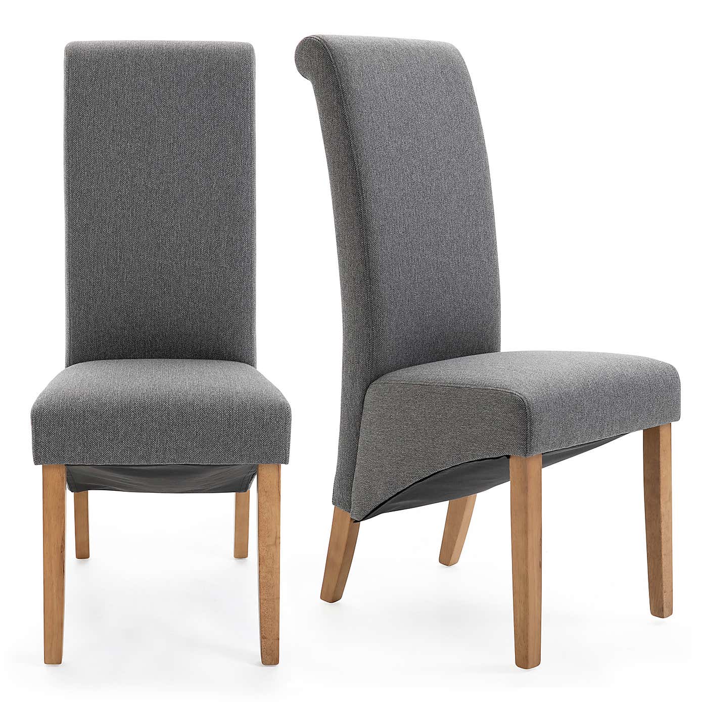 Chester Set of 2 Dining Chairs, Herringbone Fabric