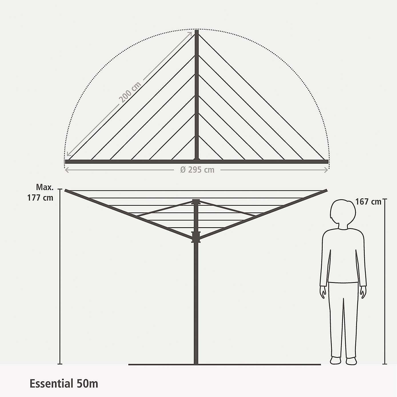 Brabantia 50 Metre 4 Arm Compact Rotary Washing Line