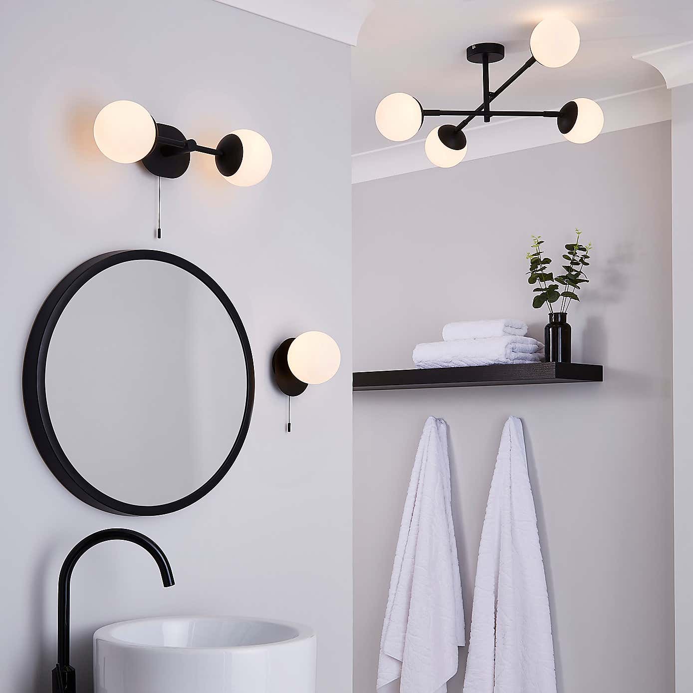 Tela Bathroom 4Lt Ceiling Fitting Black