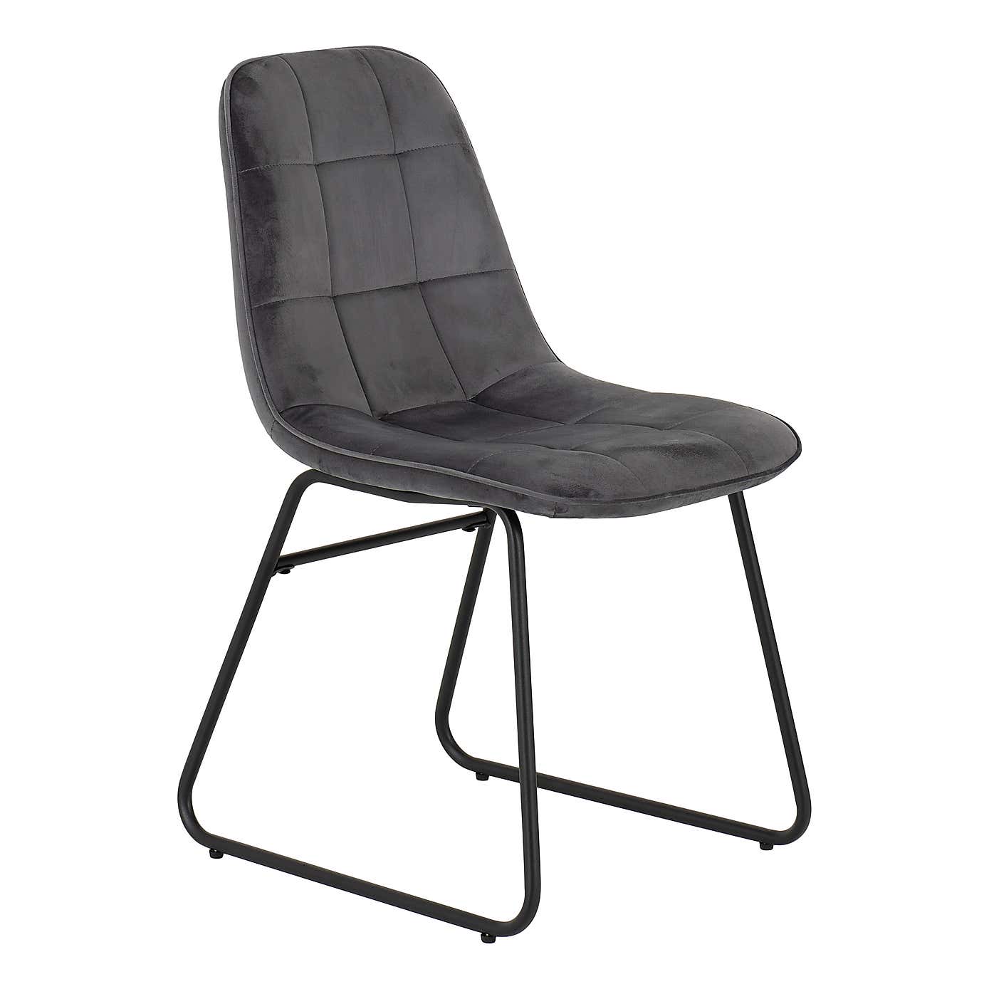 Lukas Set of 2 Dining Chairs Grey Velvet