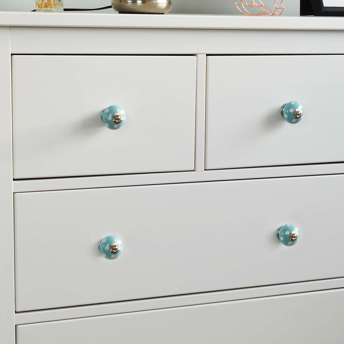 Pack of 6 Nicola Spring Spotted Round Drawer Knobs