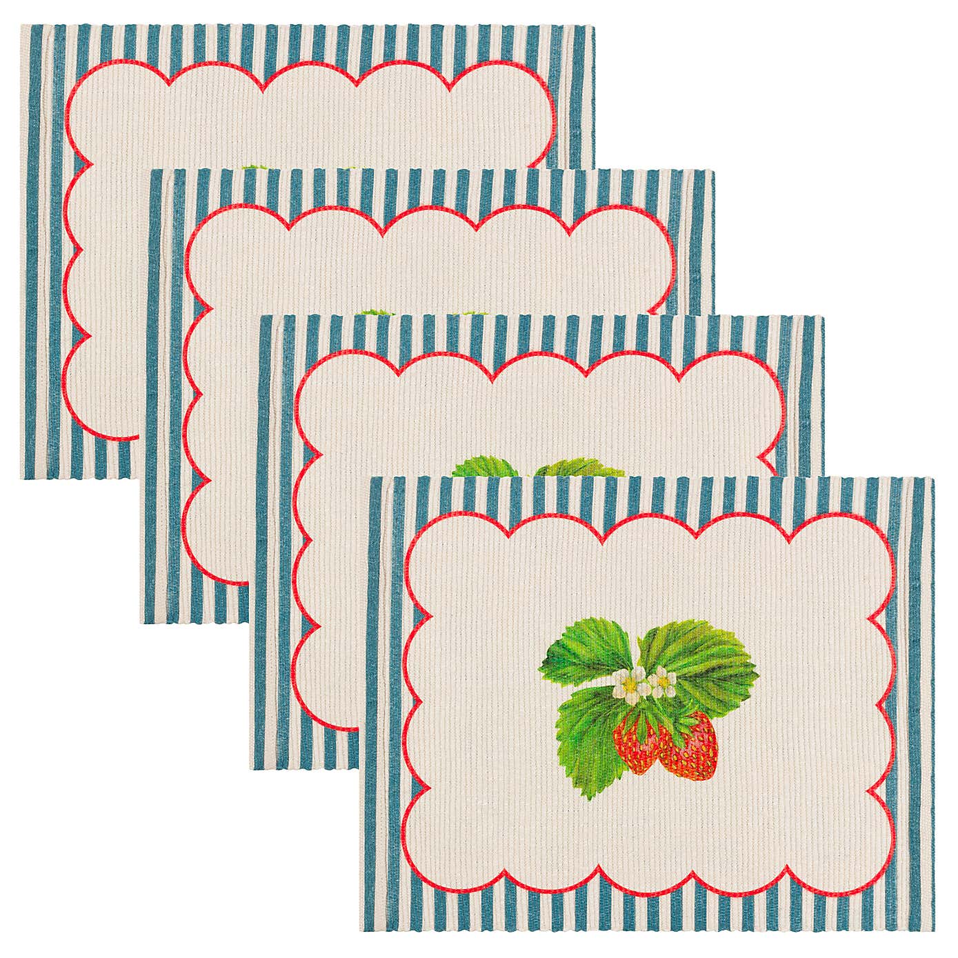 Wylder Set of 4 Strawberry Stripes Placemats