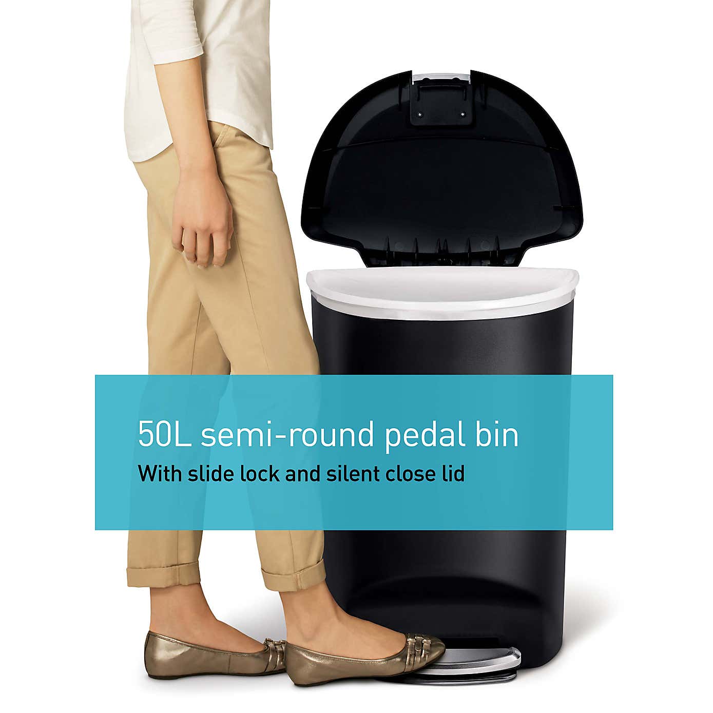 Simple Human 50 Litre Semi-Round Pedal Bin