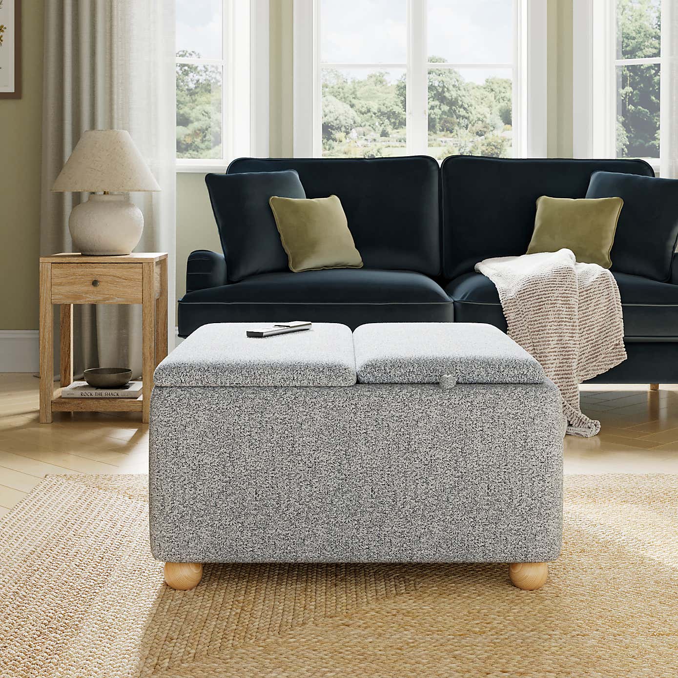 Elma Soft Weave Tray Table Ottoman