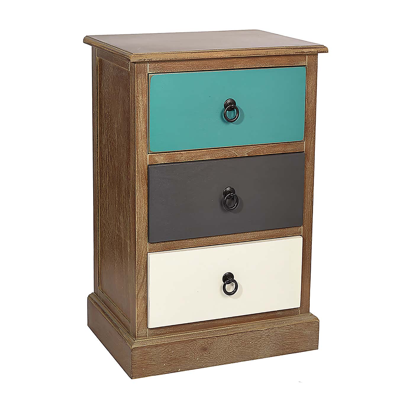 Pacific Loft 3 Drawer Bedside Table, Pine