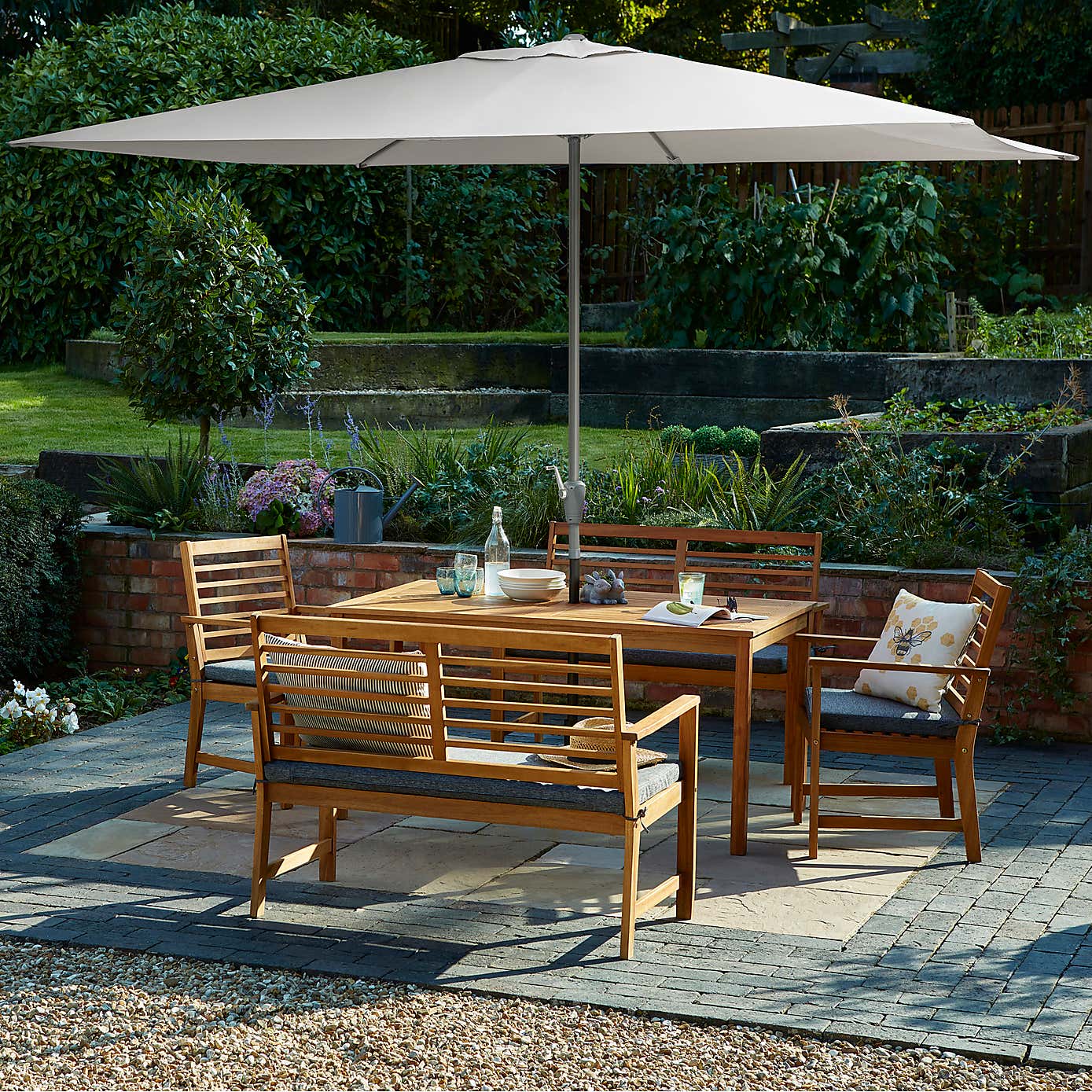 3m Grey Rectangular Crank Parasol