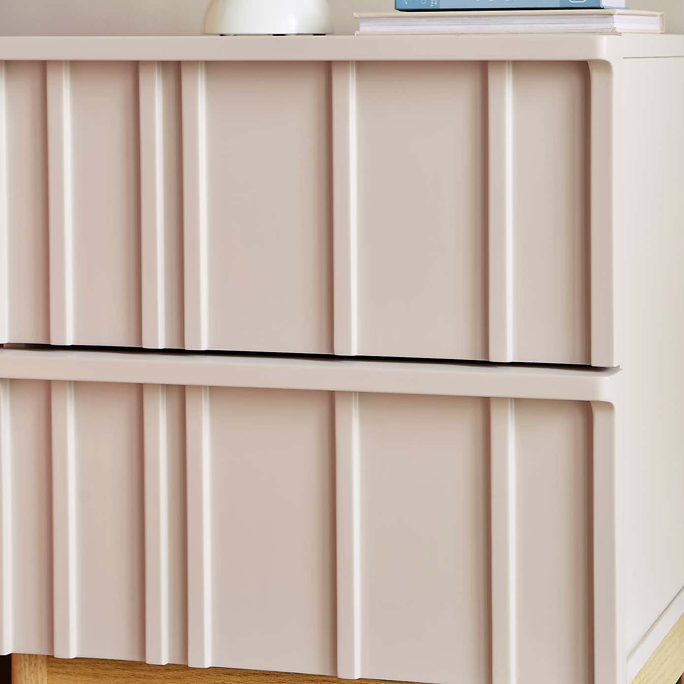 Elements Thompson 2 Drawer Bedside Table, Mushroom Grey