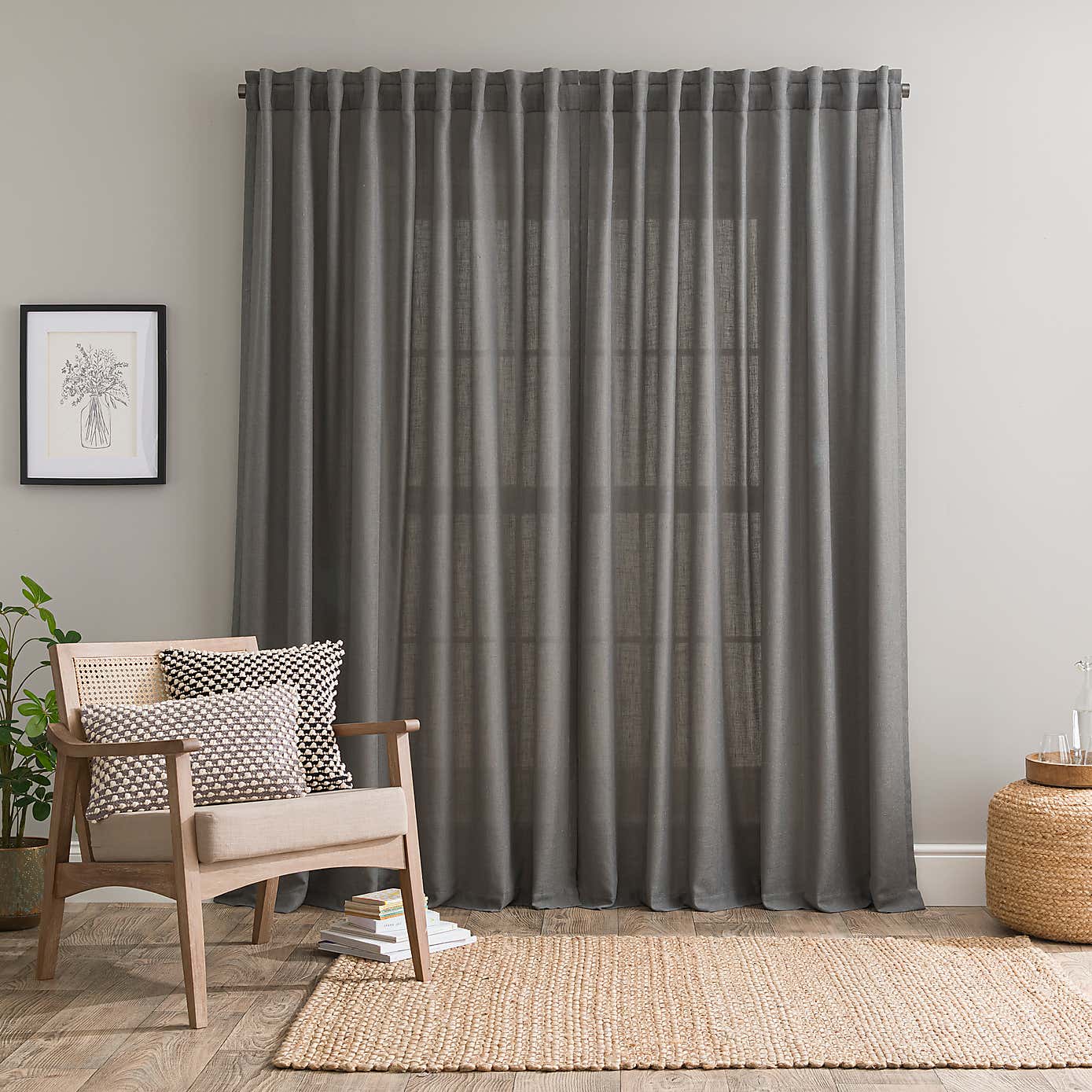 Touch of Linen Unlined Tab Top Curtains