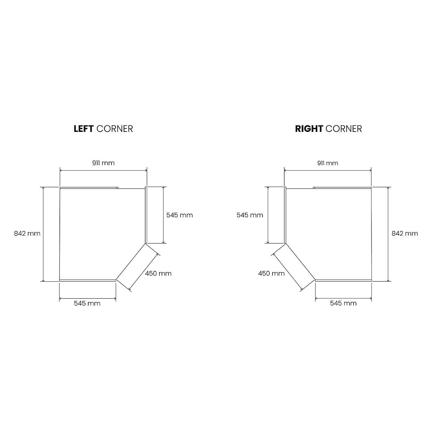 Sudbury 3 Piece Mirrored Corner Wardrobe Set