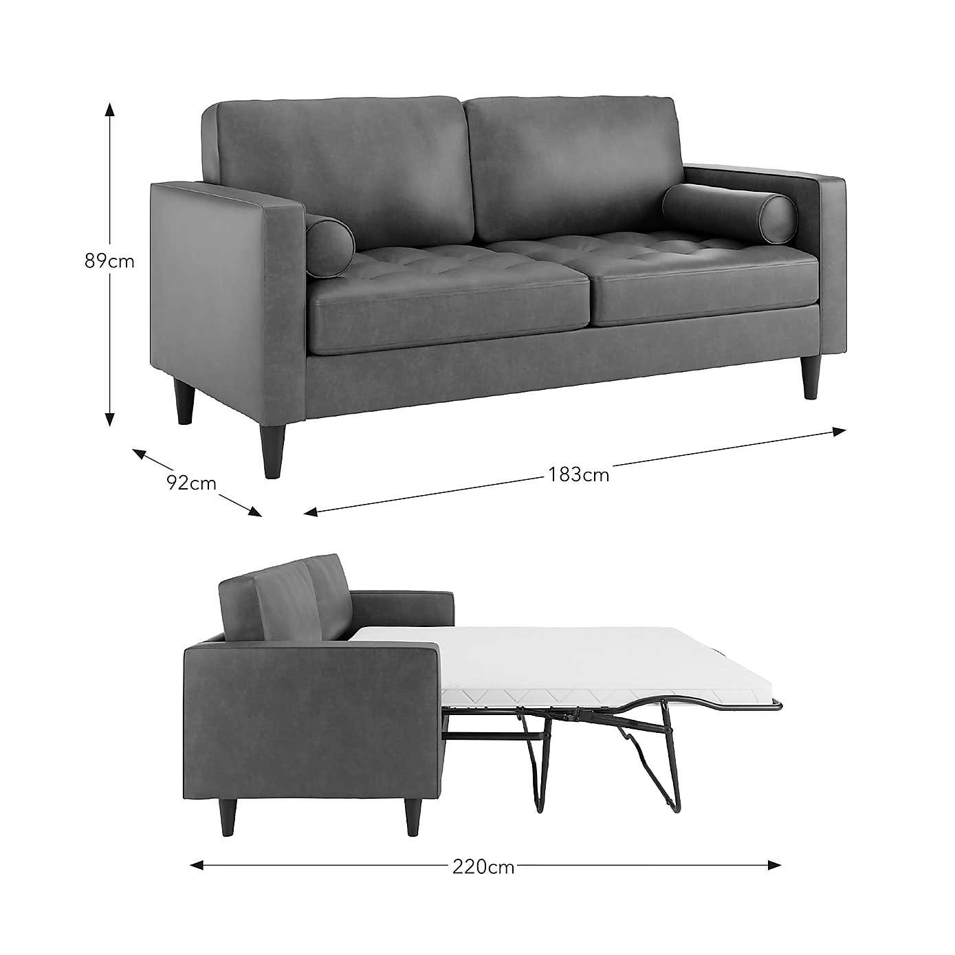 Zoe Faux Leather 3 Seater Double Sofa Bed