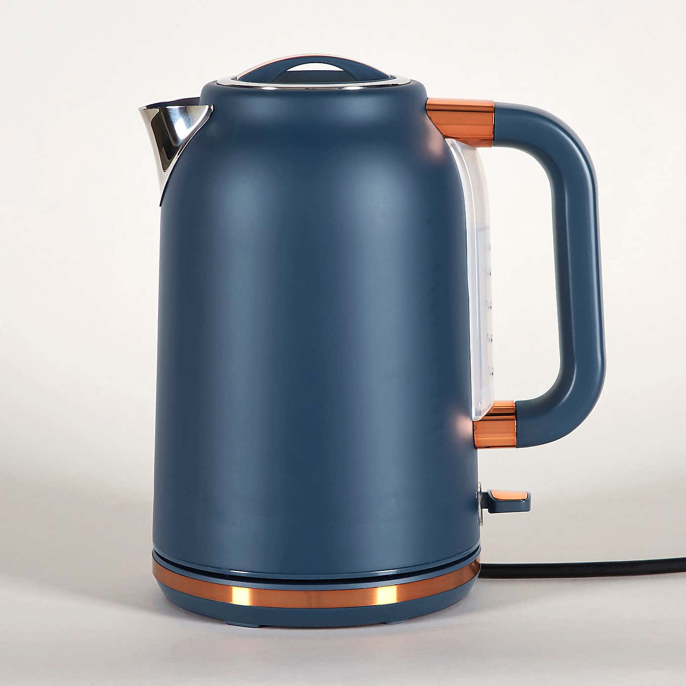 Dunelm Matt Navy Copper Kettle and Toaster Set