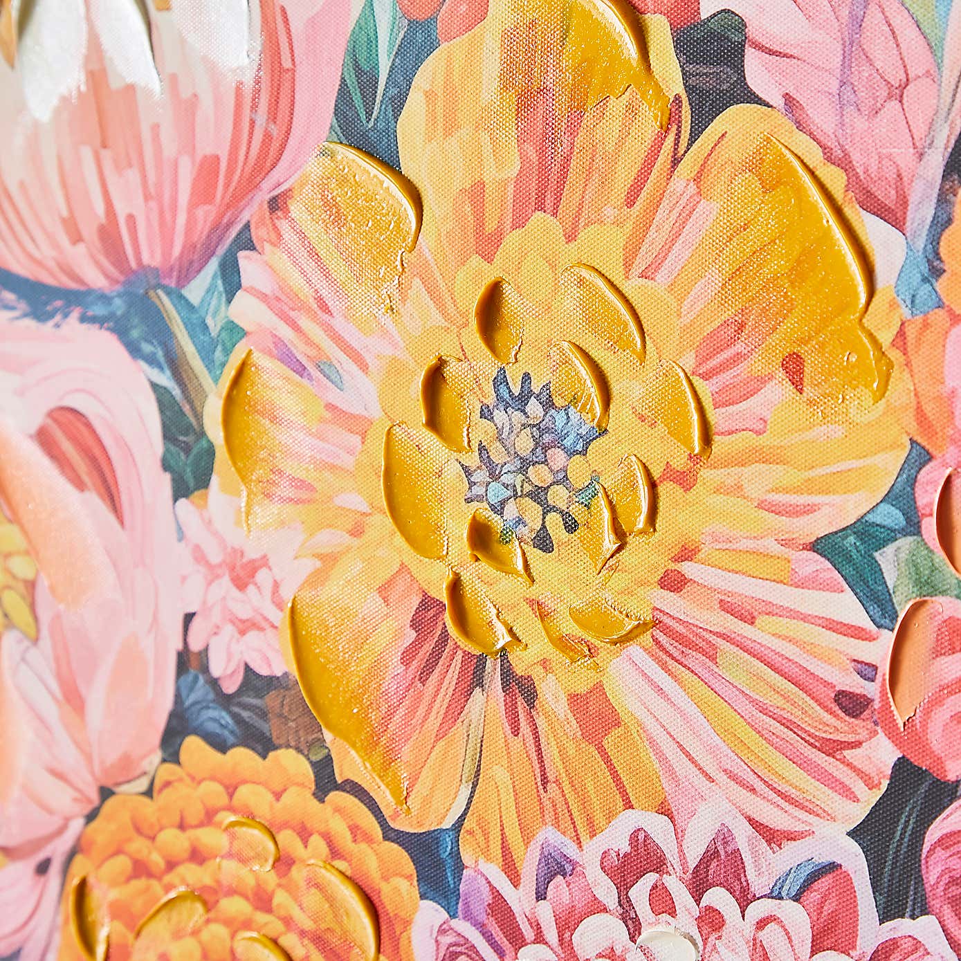 Colourful Flowers Hand Finished Framed Canvas