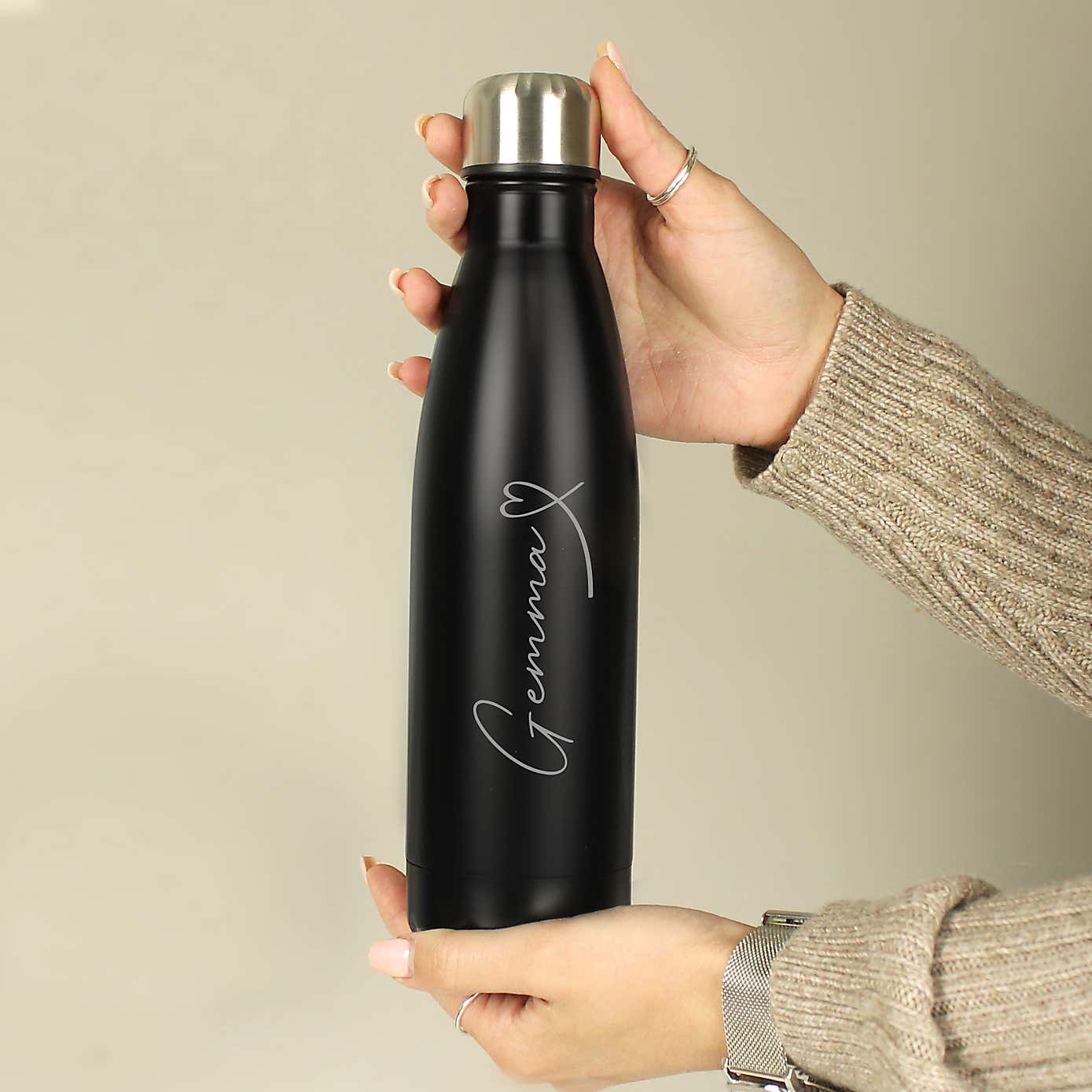 Personalised Heart Metal Insulated Drinks Bottle