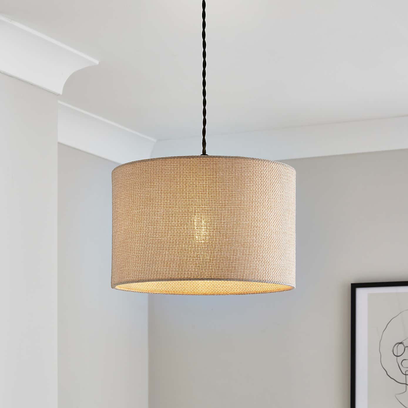 Barkweave Easy Fit Drum Lamp Shade