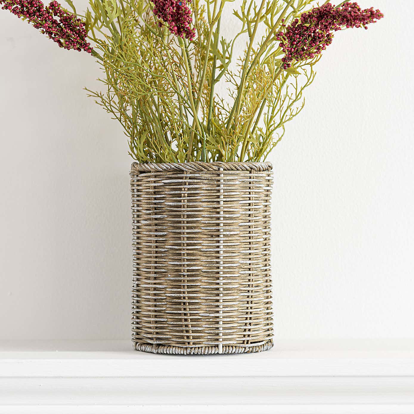 Artificial Lavender in Woven Plant Pot
