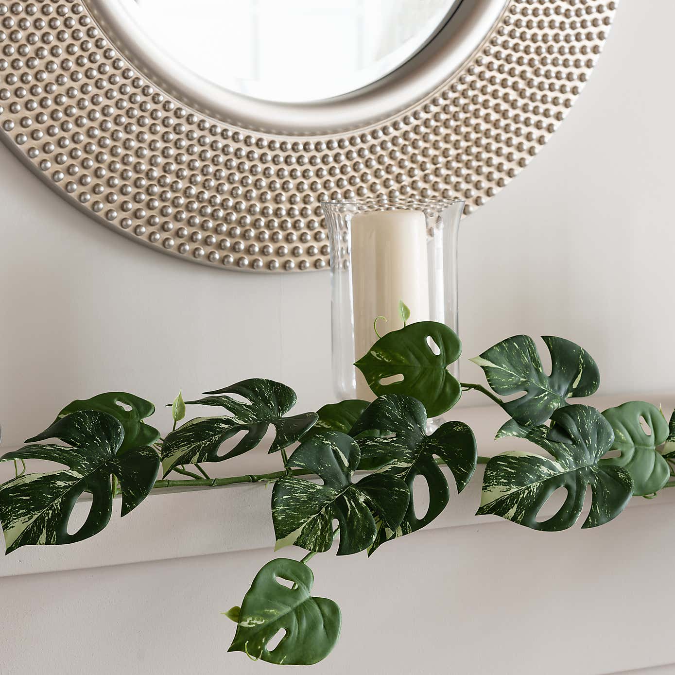 Artificial Variegated Monstera Garland