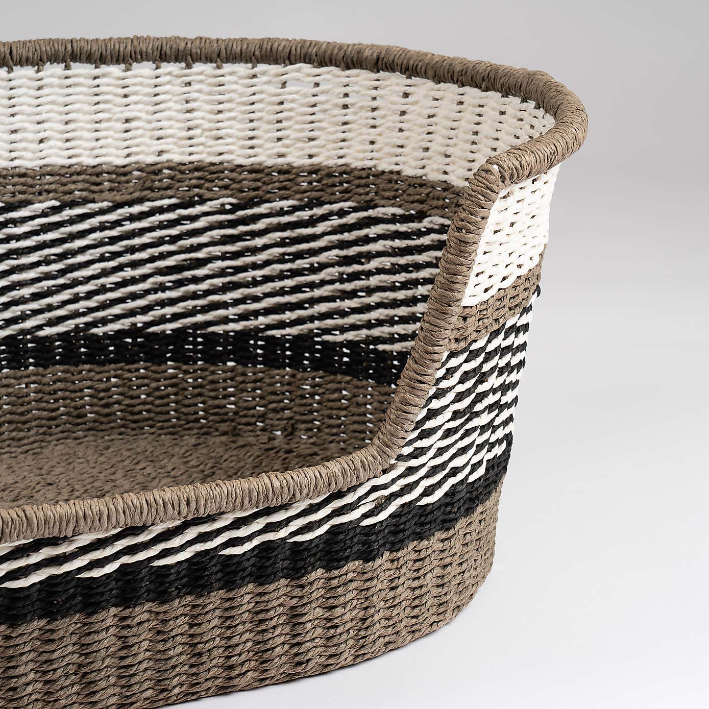 Grey Stripe Woven Pet Bed