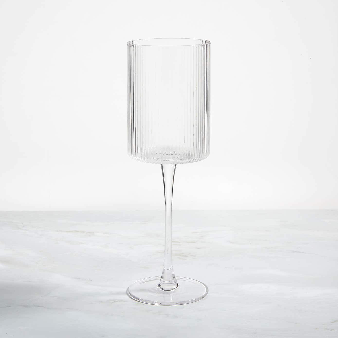Clear Ribbed Wine Glass
