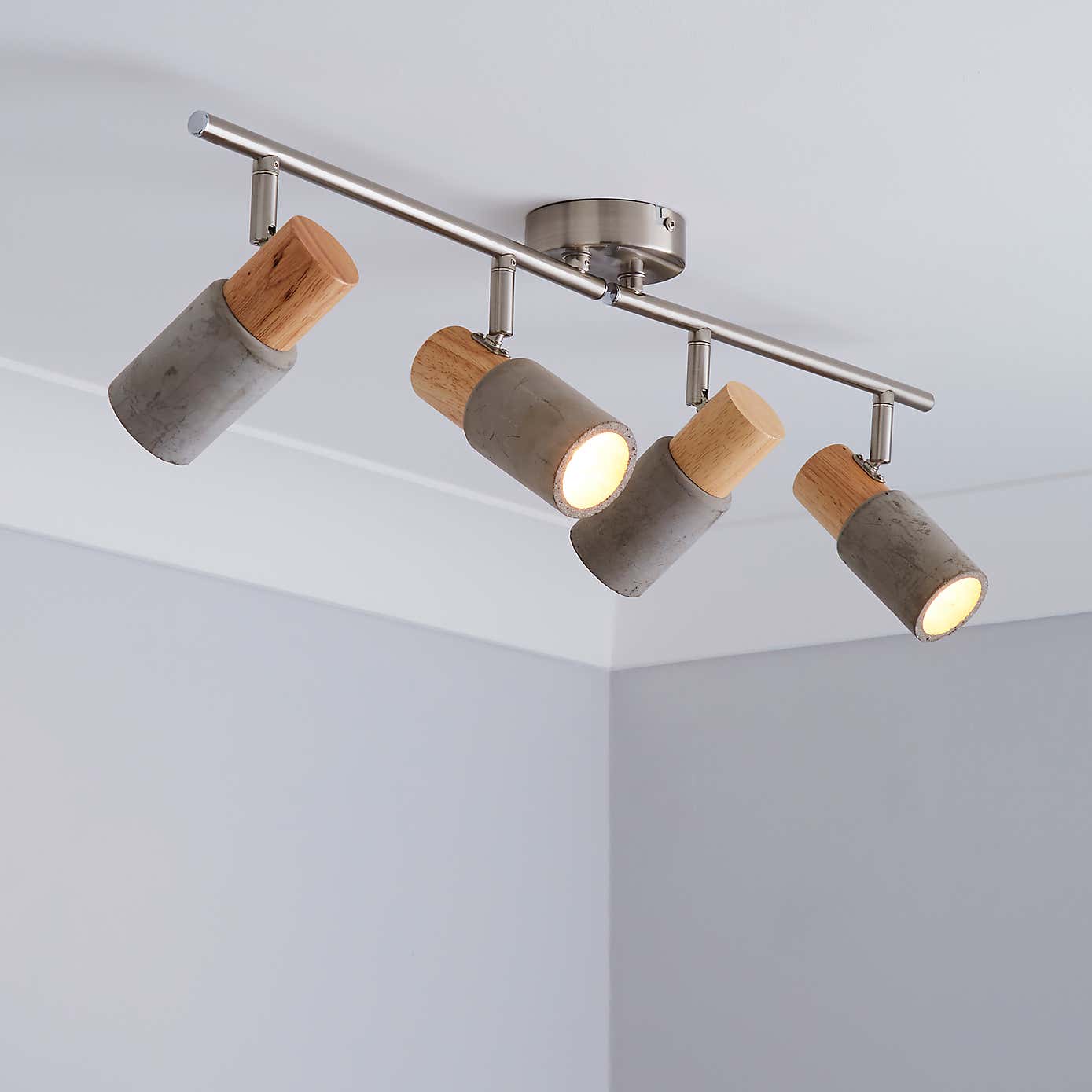 Inka 4 Light Concrete Wood Spotlight Bar