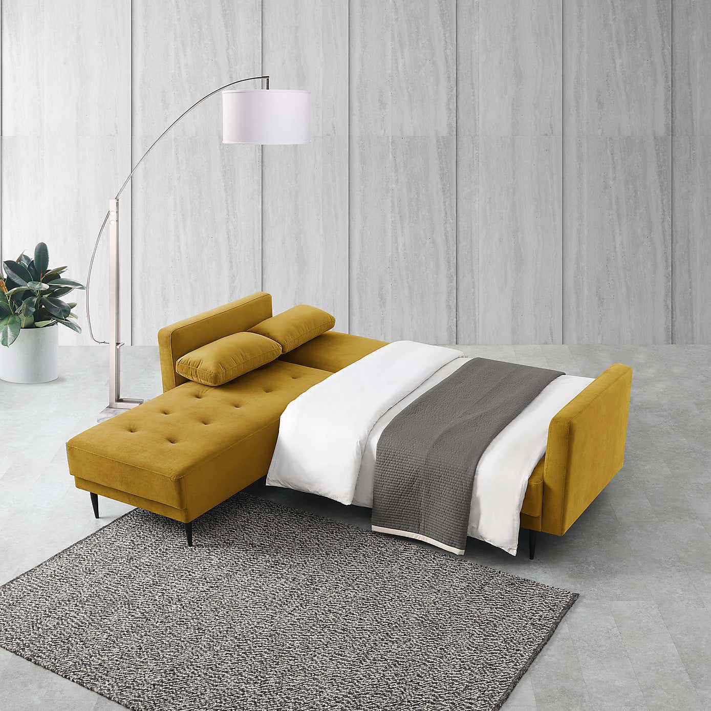 Selma Velvet Corner Double Sofa Bed