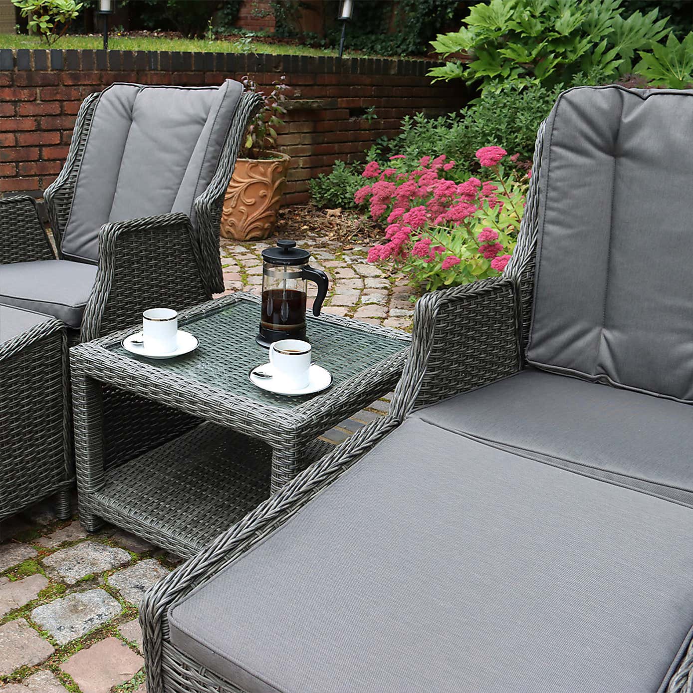 A.Mir Paris 5 Piece Deluxe Outdoor Reclining Chair Set