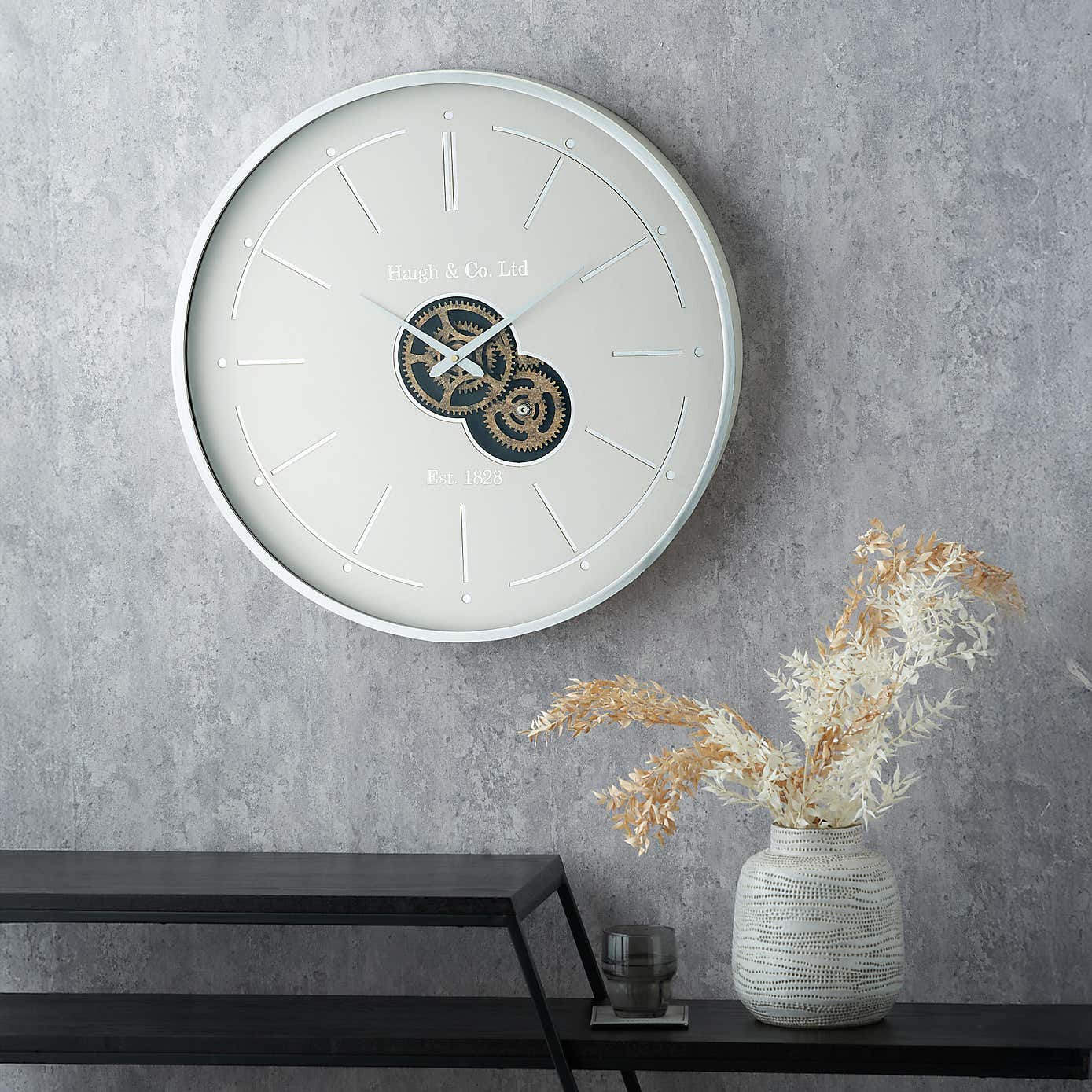 Central Metal Cog Wall Clock