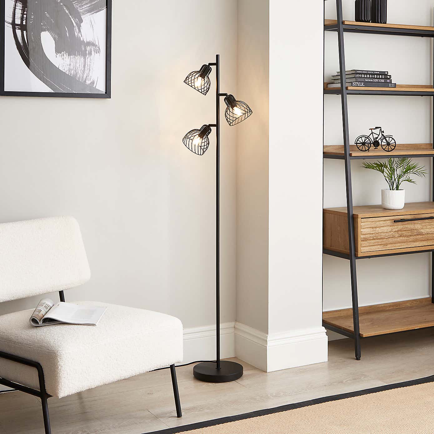 Austin Industrial Adjustable 3 Light Floor Lamp