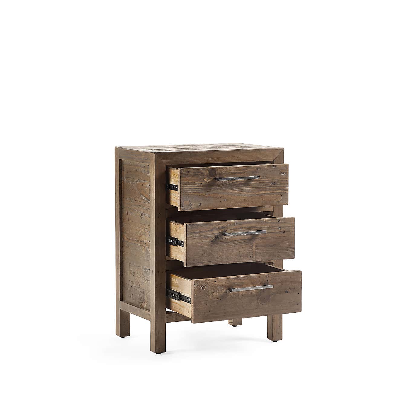 Homer 3 Drawer Bedside Table, Pine