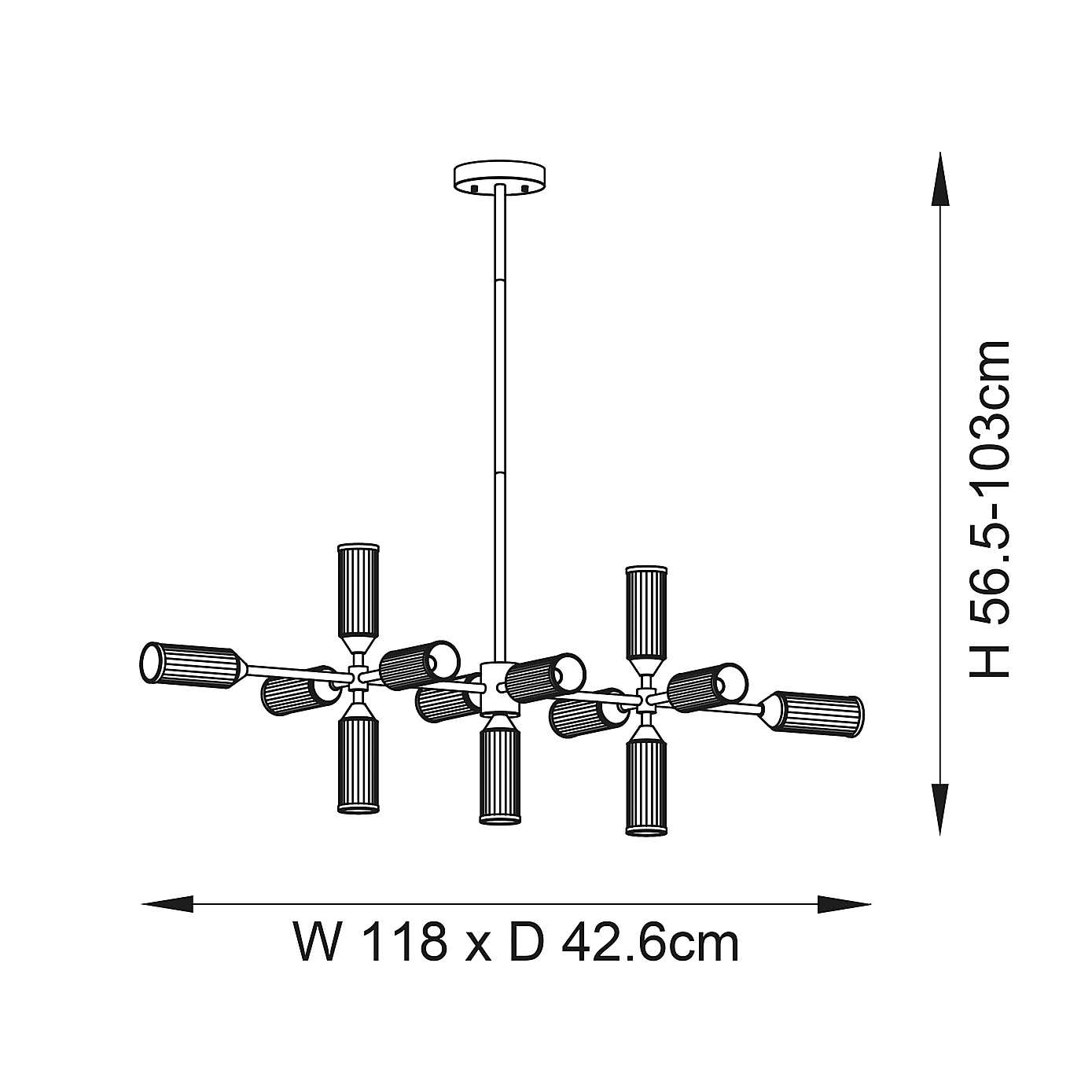 Vogue Bailey Art Deco 13 Light Adjustable Ceiling Light
